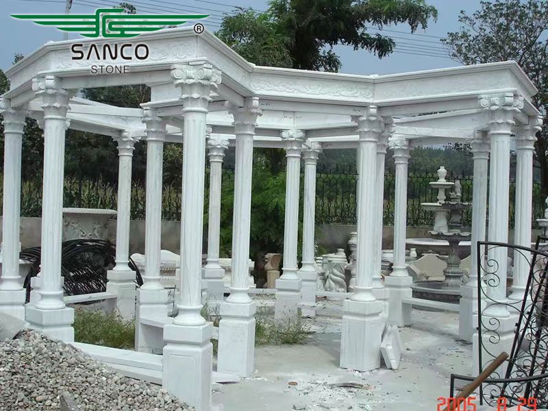 Large Gazebo White Marble