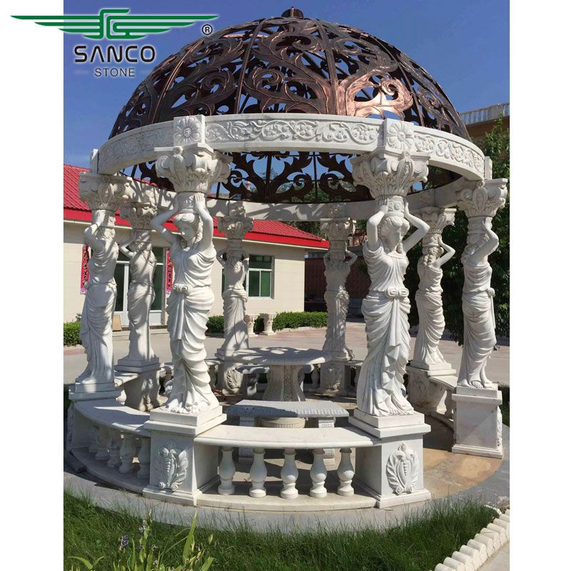 Hand Carved Figure Statues Pavilion Gazebo