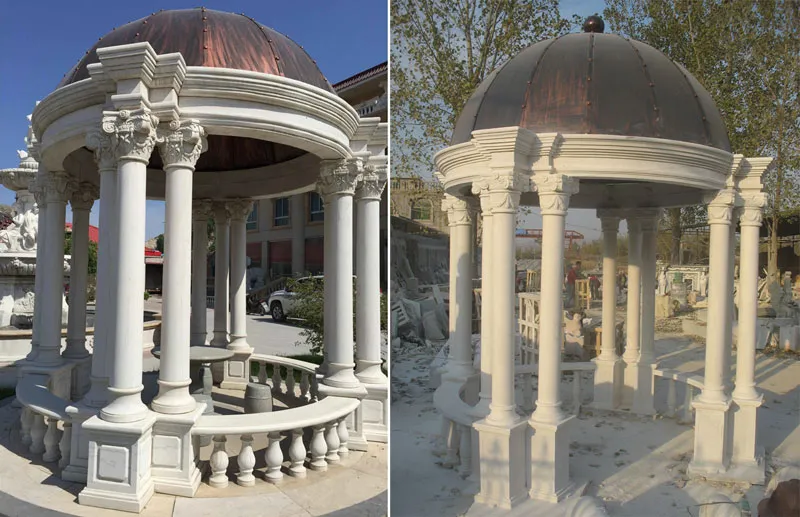 Marble Gazebo with Columns and Balustrade