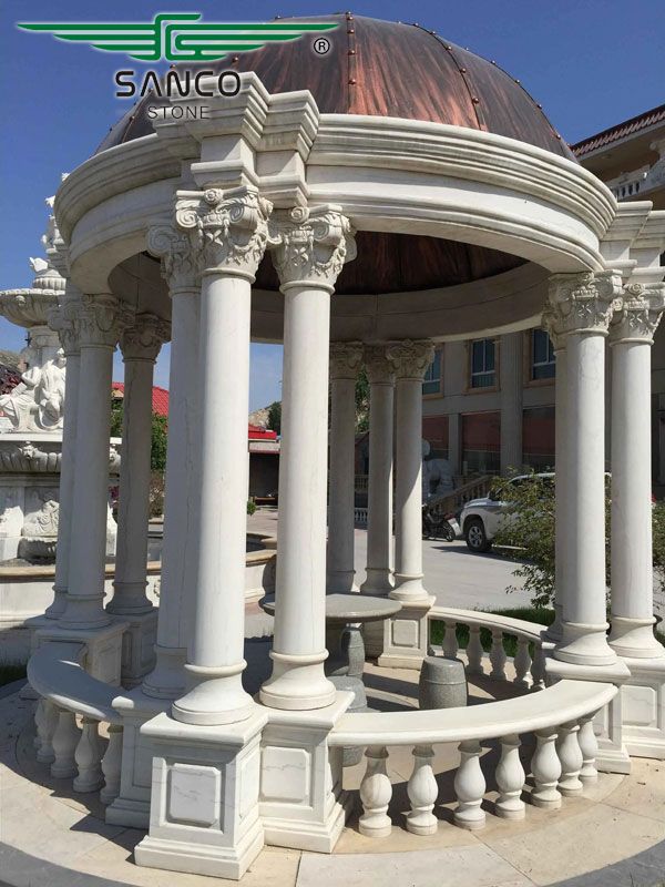 Marble Gazebo with Columns and Balustrade