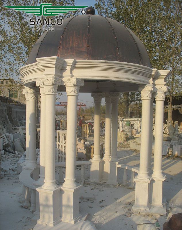 Marble Gazebo with Columns and Balustrade