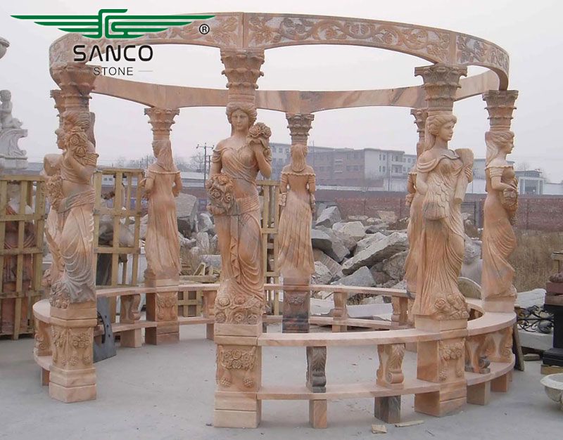 Western Hand Carved Marble Outdoor Gazebos