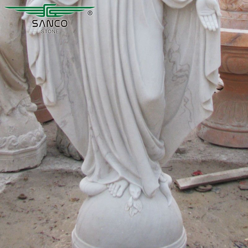 White Marble Virgin Mary Blessed Mother Statue