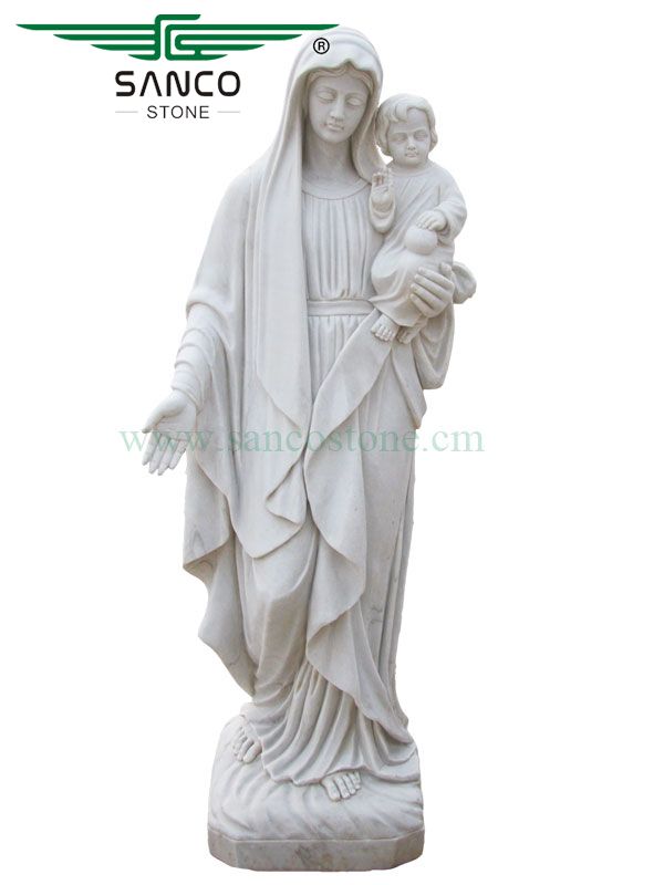 Madonna with Infant Jesus Marble Statue