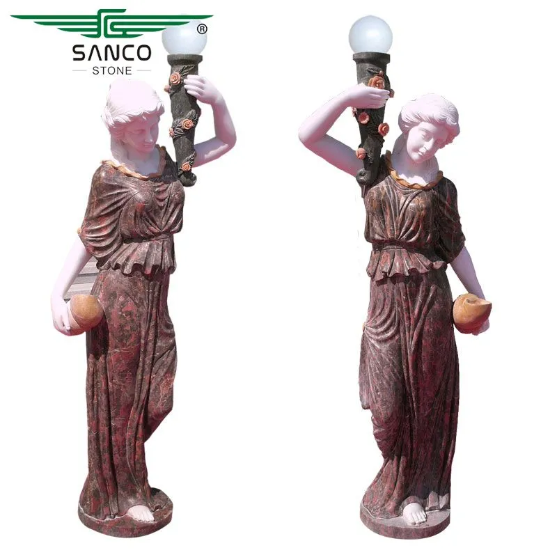 Marble Lady Statue with Light Holder