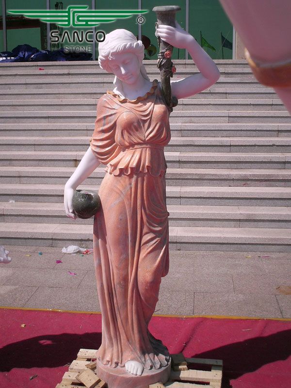 Outdoor Light Life Size Marble Lady Statues