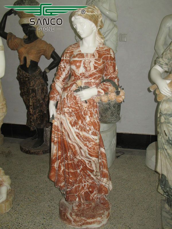 Hand Carving Mixed Color Marble Female Figure