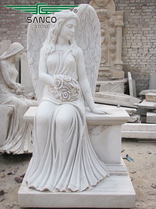 Elegant Sitting Angel Statue