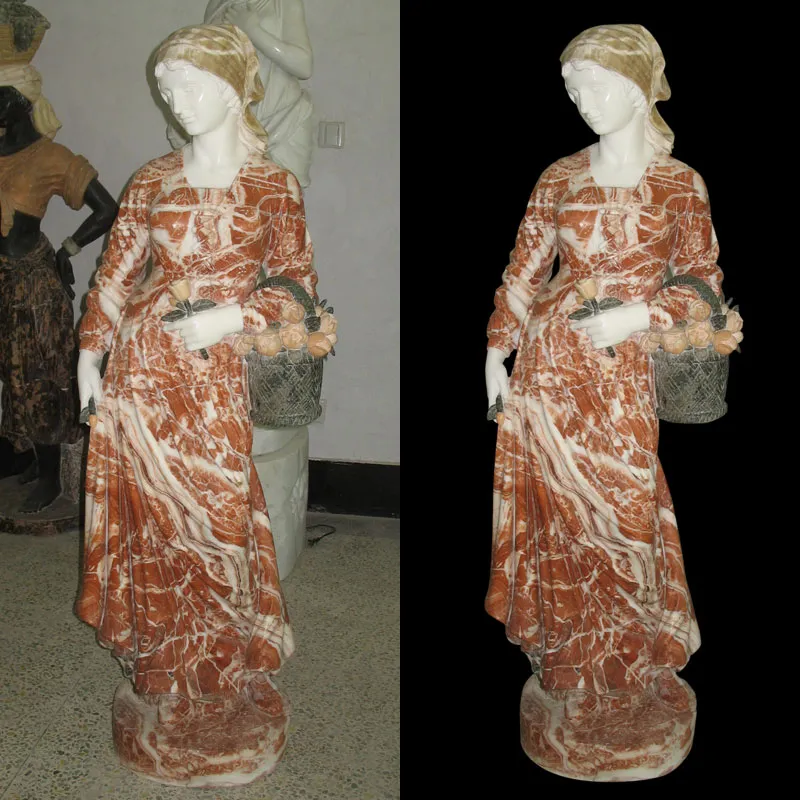 Hand Carving Mixed Color Marble Female Figure