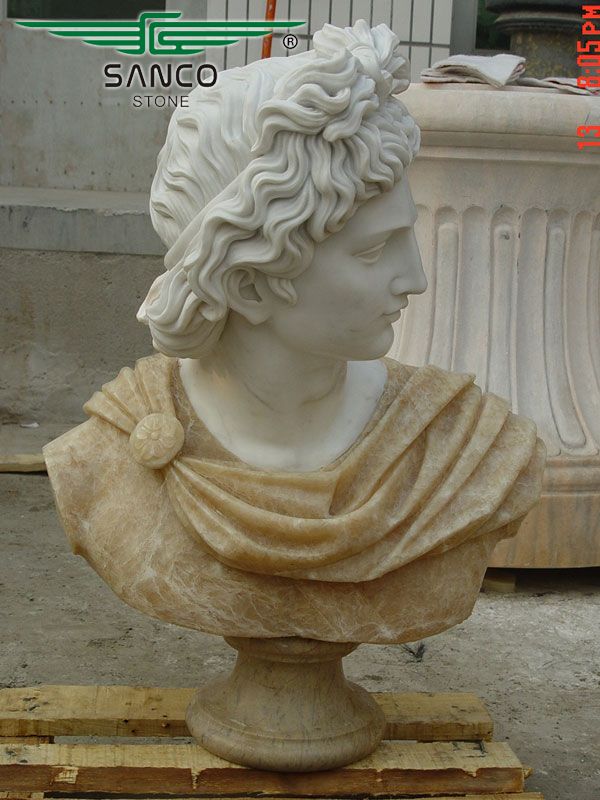 Mixed Color Marble David Bust Statue