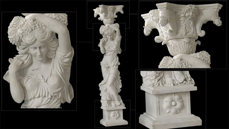 Marble Lady Statue Column Pillar