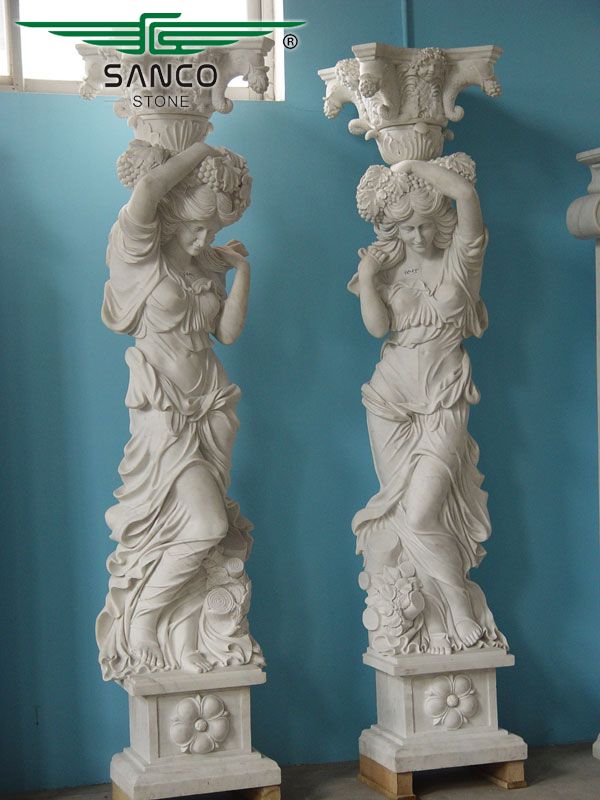 Marble Lady Statue Column Pillar