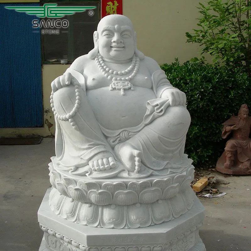 Hand-carved White Marble Maitreya Buddha