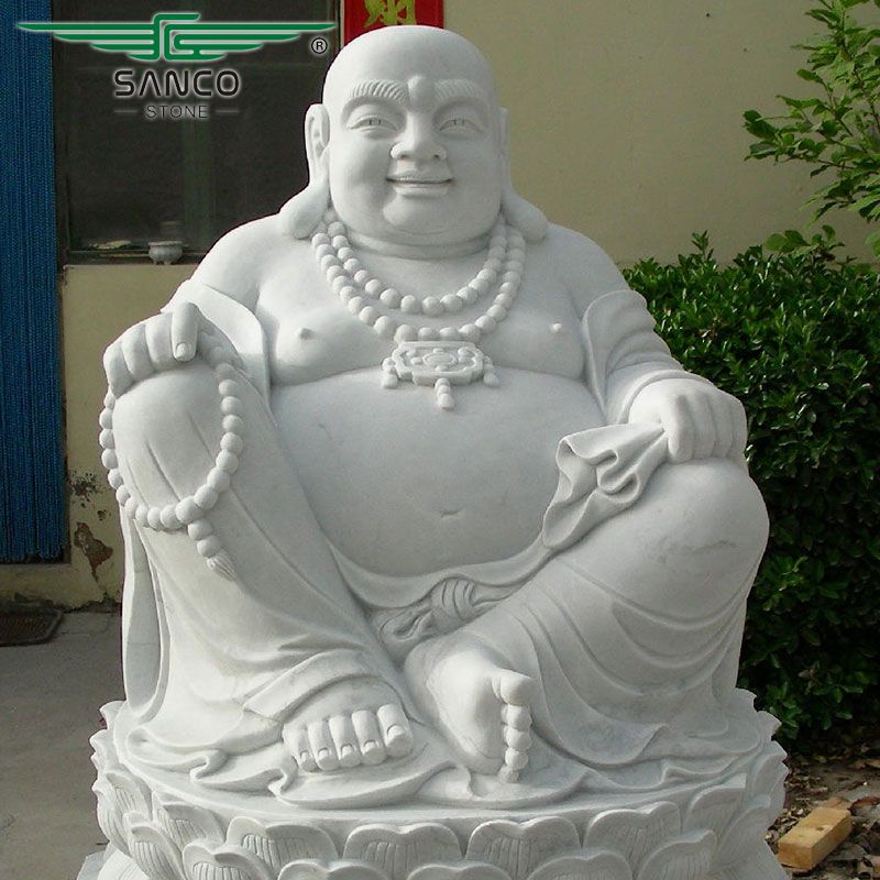 Hand-carved White Marble Maitreya Buddha