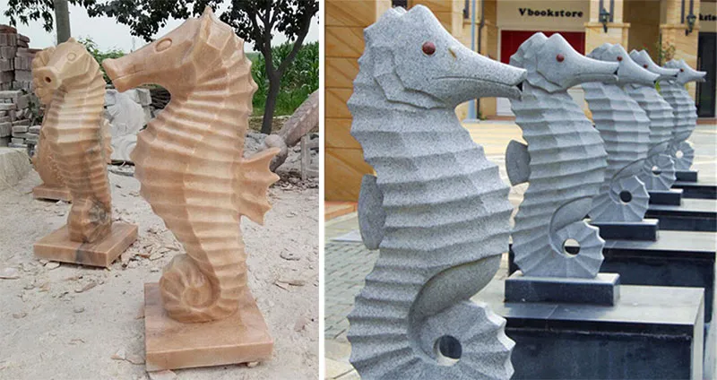 Stone Seahorse Statue Fountain Sculpture