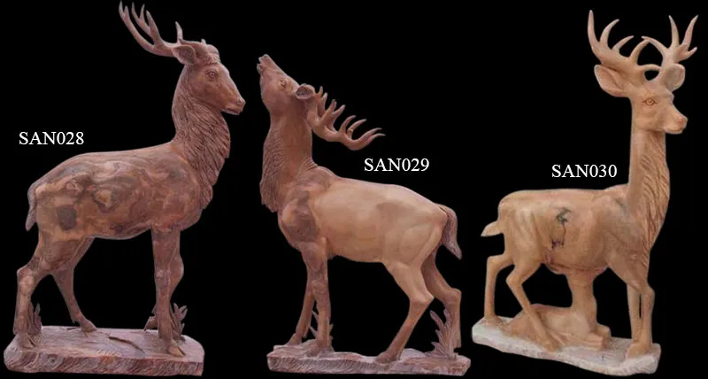 Outdoor Garden Stone Carving Marble Deer Statues