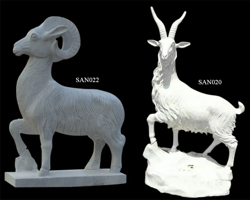 Animal Sculpture Marble Sheep Statue for Garden