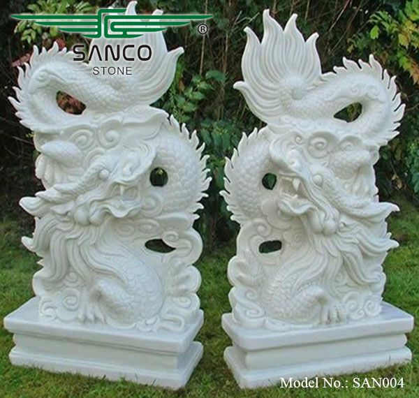 Natural Stone Chinese Dragons Statues