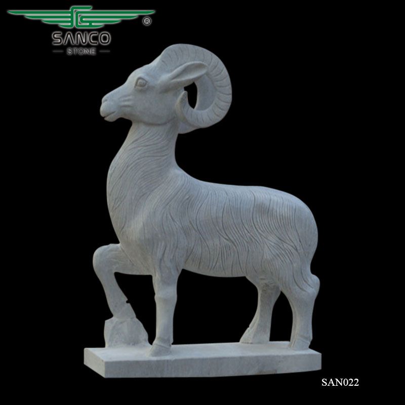 Animal Sculpture Marble Sheep Statue for Garden