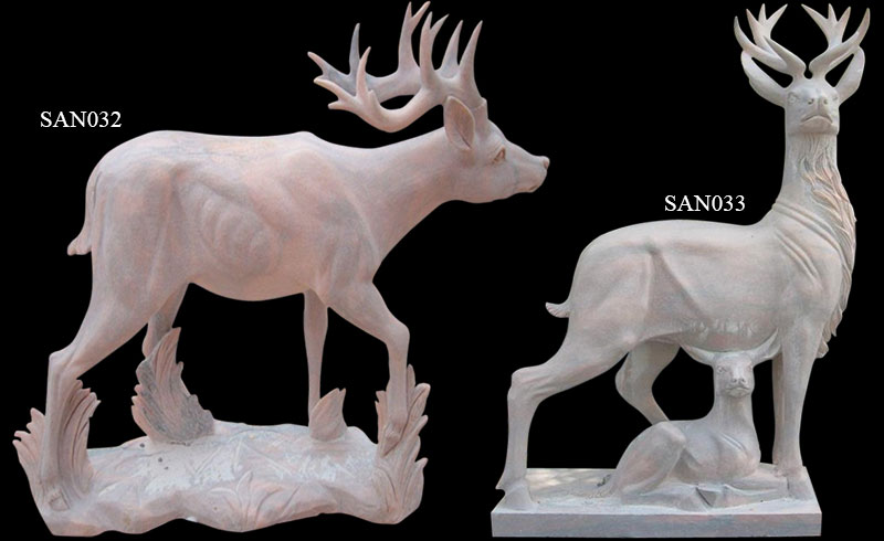 Outdoor Garden Stone Carving Marble Deer Statues