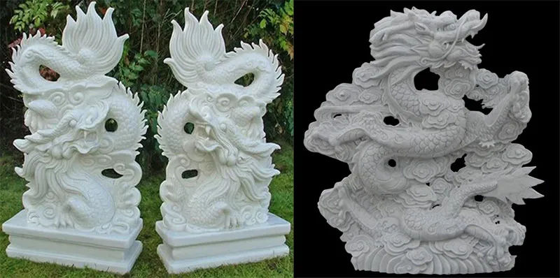 Natural Stone Chinese Dragons Statues