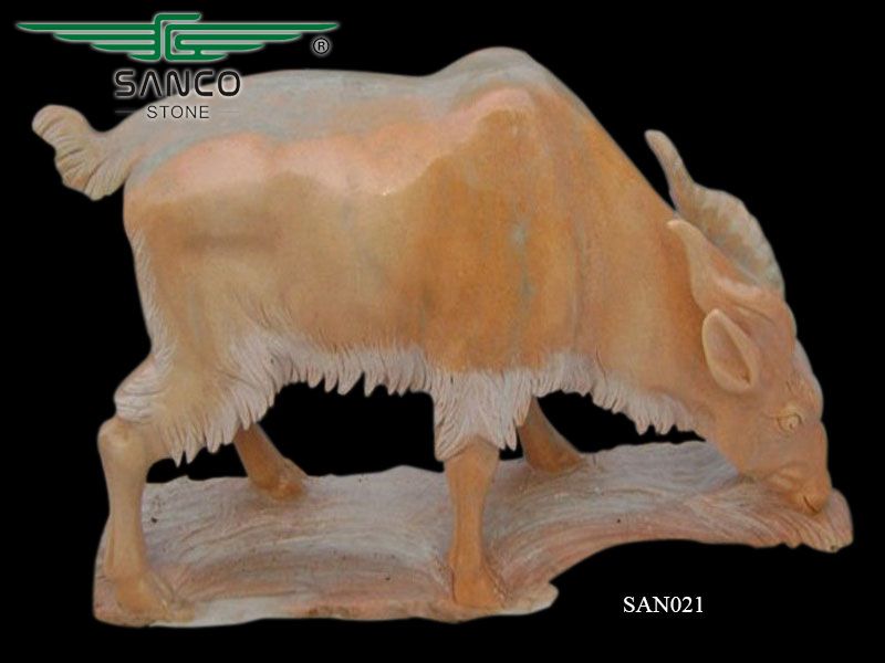 Animal Sculpture Marble Sheep Statue for Garden