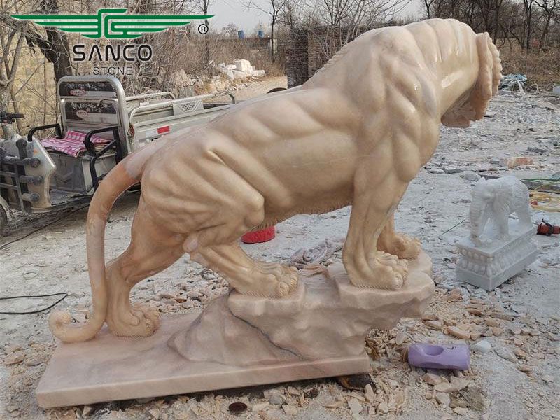 Outdoor Decoration Life Size Marble Tiger Statue