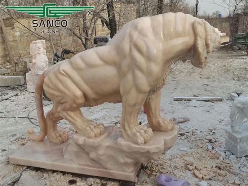 Outdoor Decoration Life Size Marble Tiger Statue