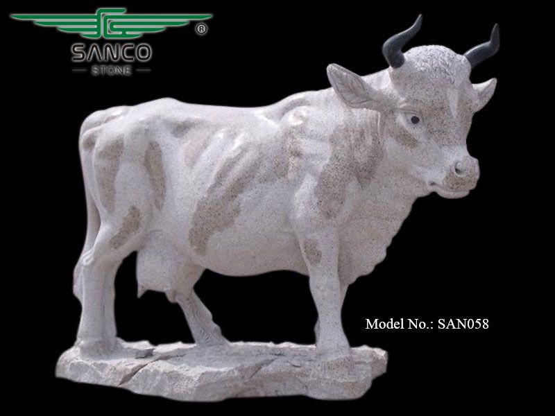 Natural Stone Carving Milk Cow Statue