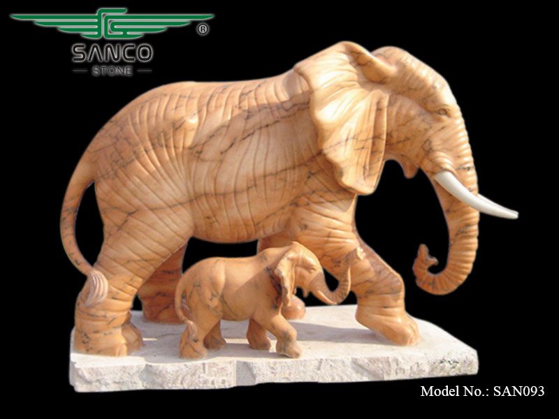 Hand Carved Marble Elephant Statue for Garden