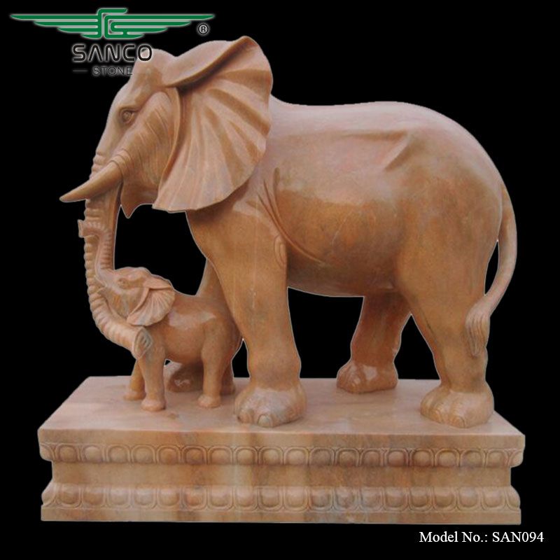 Hand Carved Marble Elephant Statue for Garden