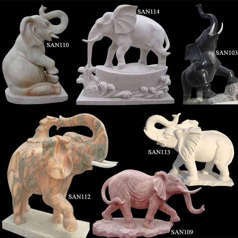 Decorative Marble Elephant Statue in Various Shapes