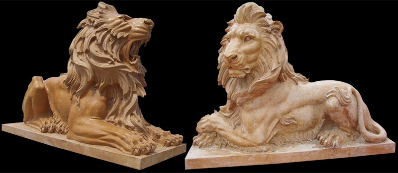 Hand Carved Stone Lion Garden Statues