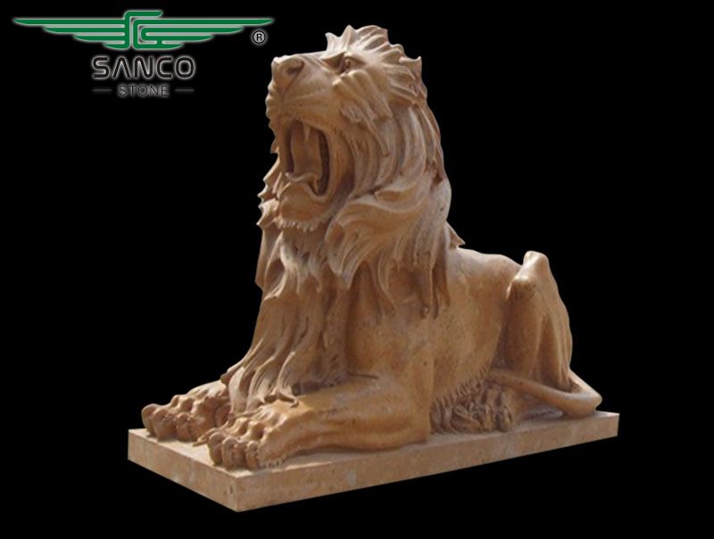 Hand Carved Stone Lion Garden Statues