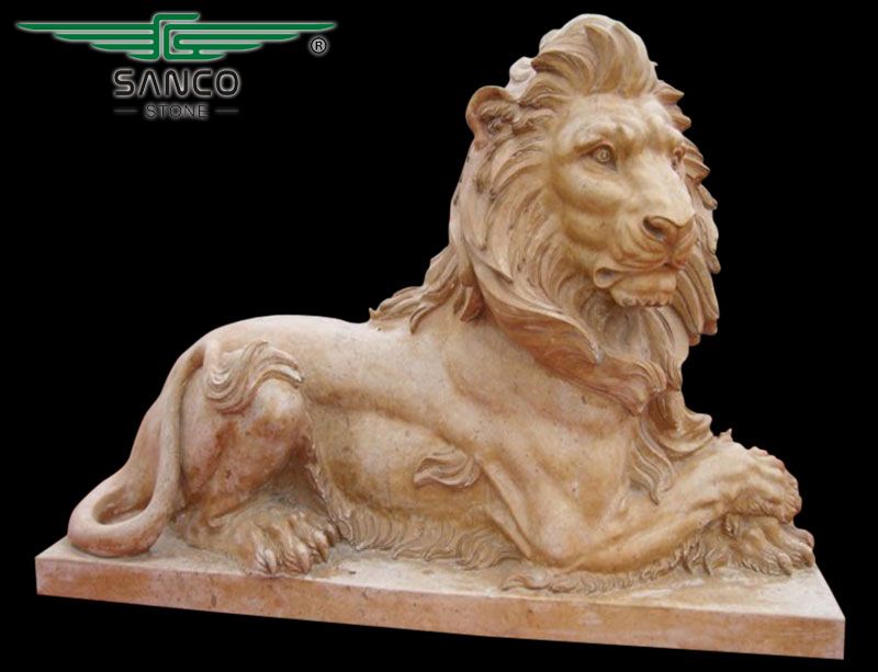 Hand Carved Stone Lion Garden Statues