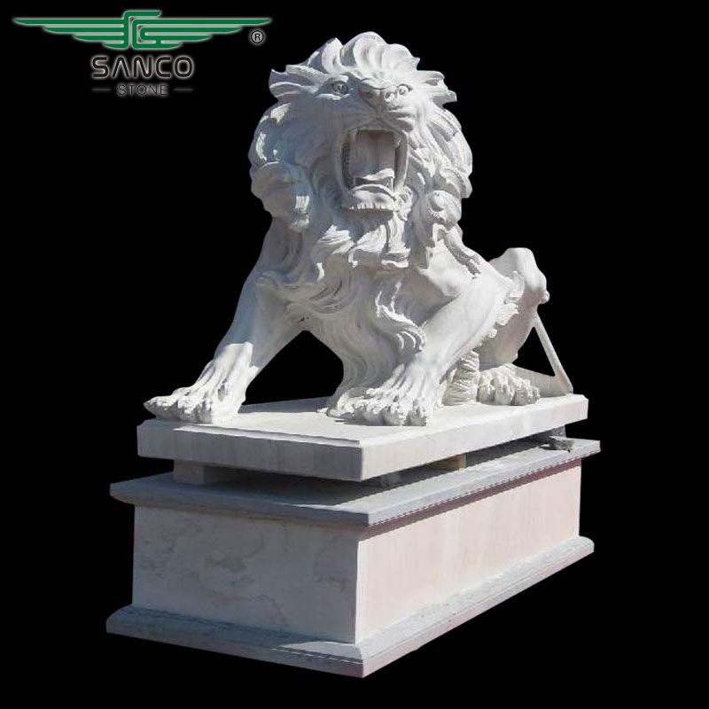 White Marble Large Lion Statue for Garden