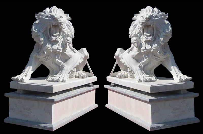 White Marble Large Lion Statue for Garden