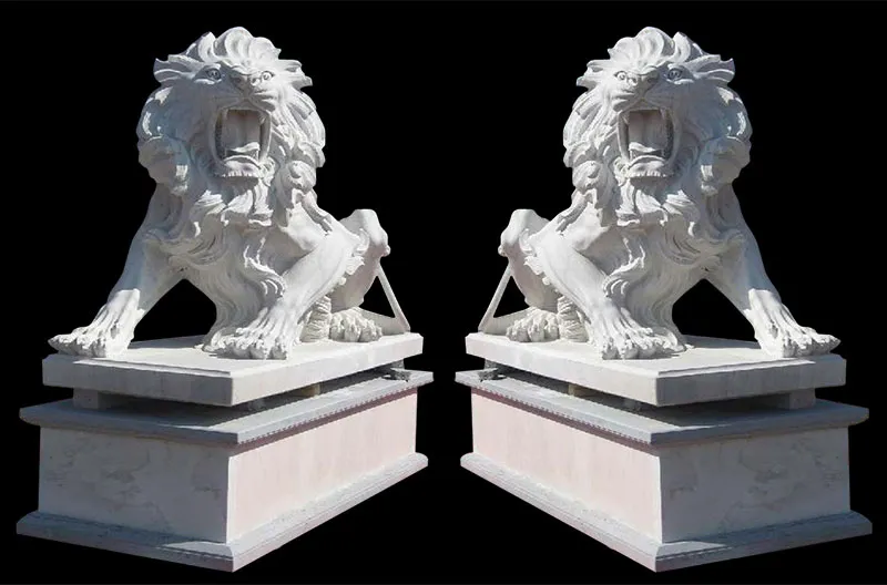 White Marble Large Lion Statue for Garden