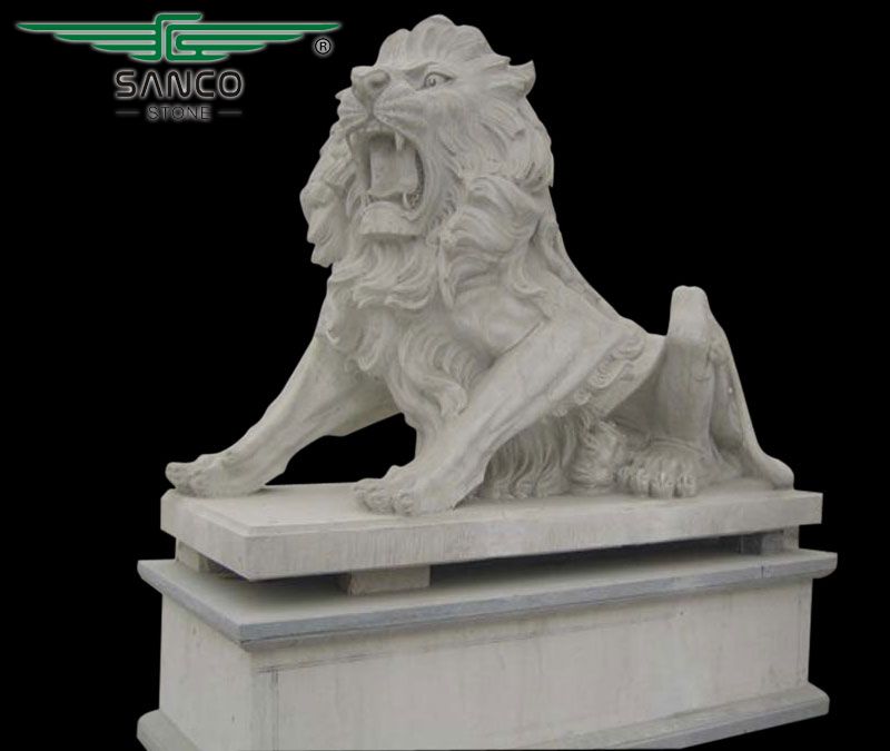 White Marble Large Lion Statue for Garden