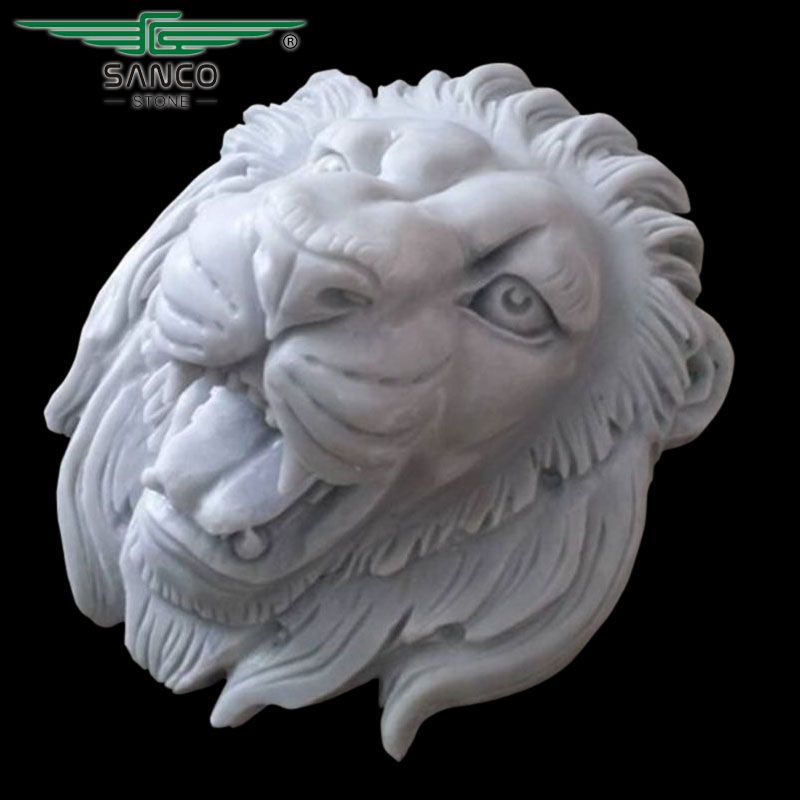 Small Stone Lion Head Wall Plaque Decorative