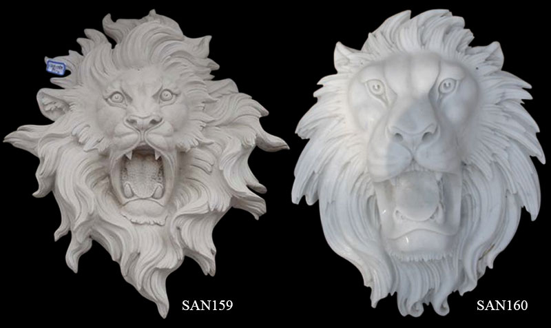 Small Stone Lion Head Wall Plaque Decorative