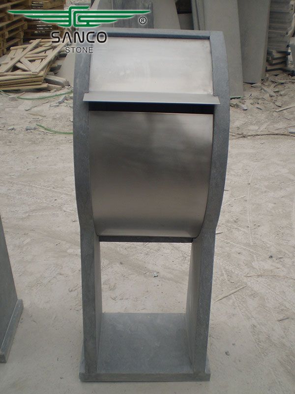 Modern Standing Stone Metal Mailbox Post