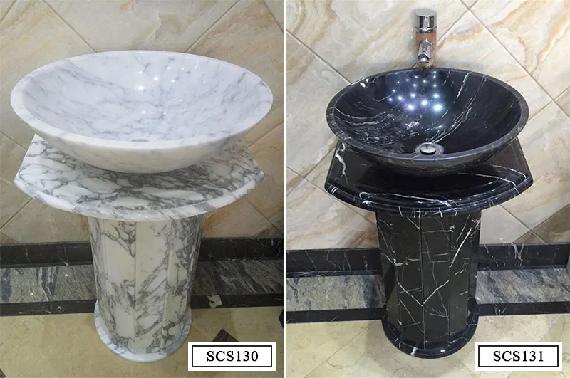 Lavatory Sanitary Standing Marble Pedestal Sink