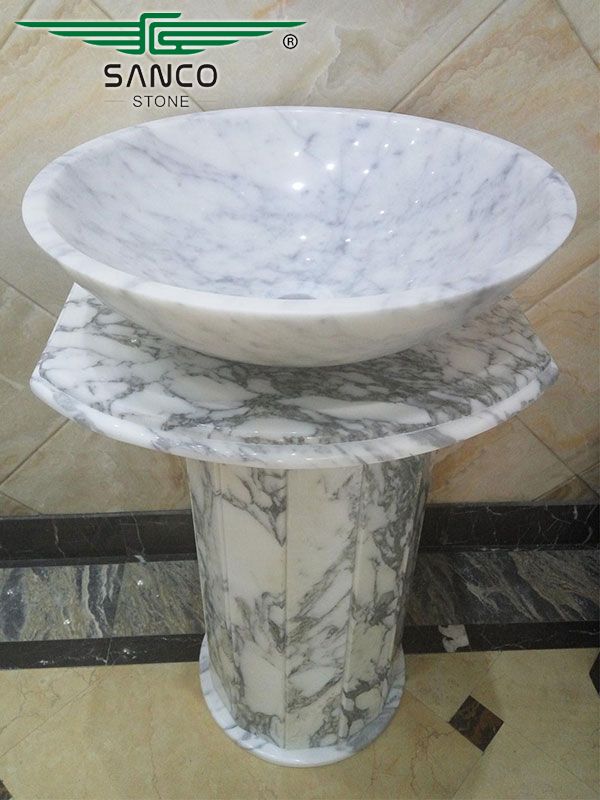 Lavatory Sanitary Standing Marble Pedestal Sink