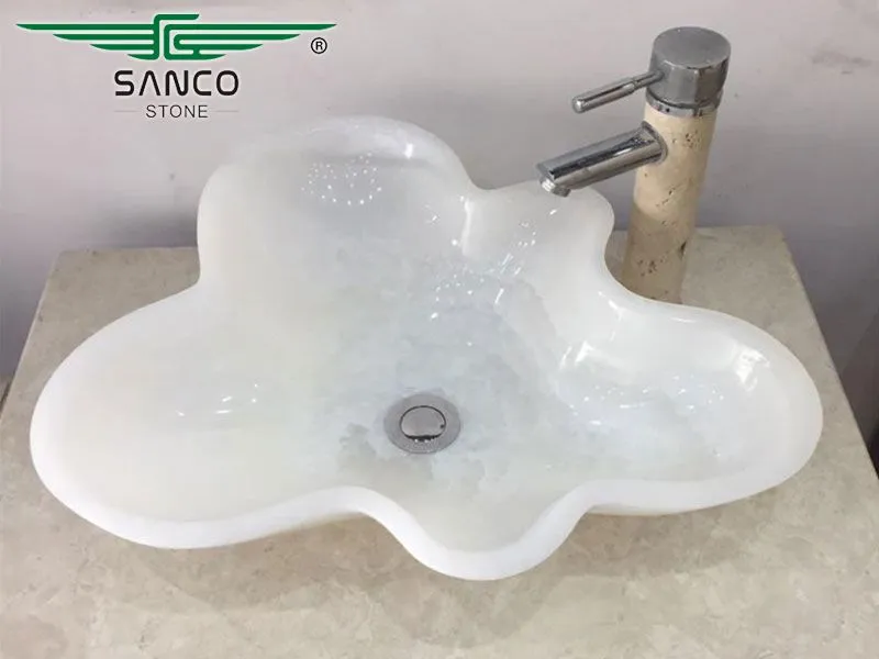 Luxurious White Onyx Vessel Bathroom Sinks