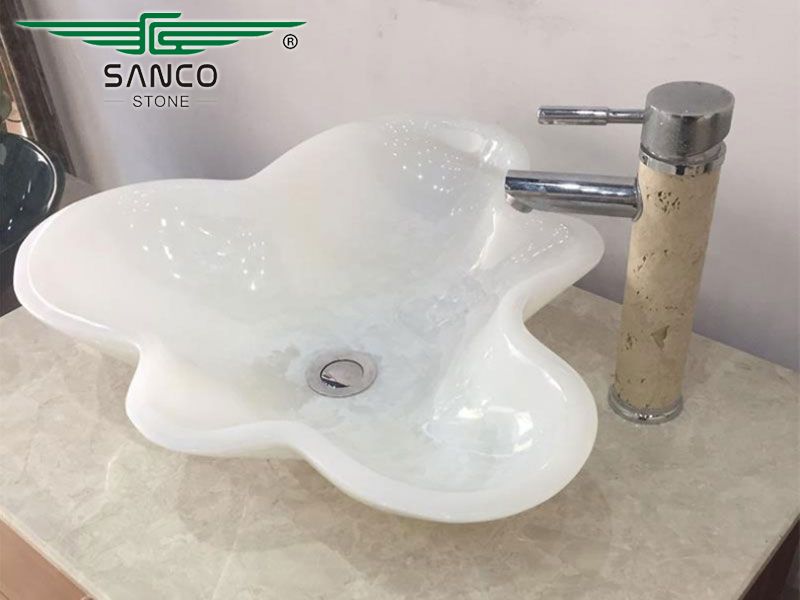 Luxurious White Onyx Vessel Bathroom Sinks