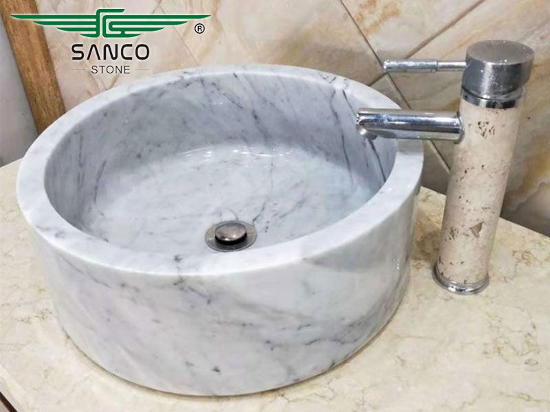 White Marble Sink Lavabo for Indoor Bathroom