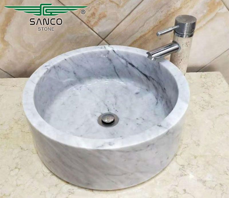 White Marble Sink Lavabo for Indoor Bathroom