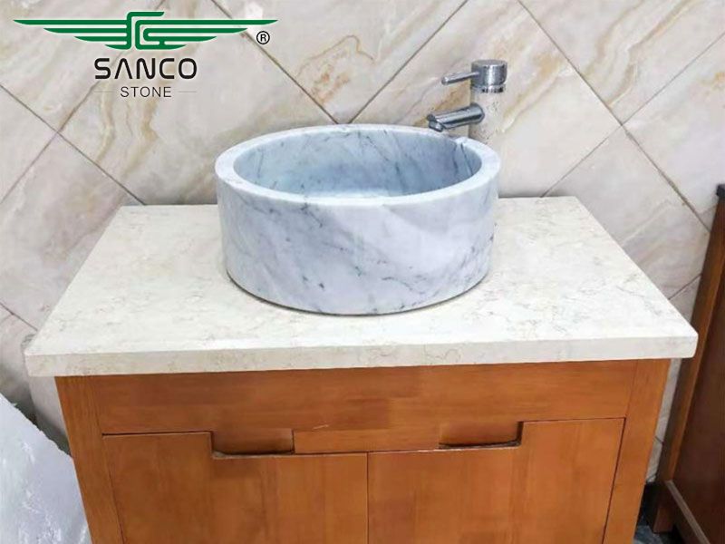 White Marble Sink Lavabo for Indoor Bathroom