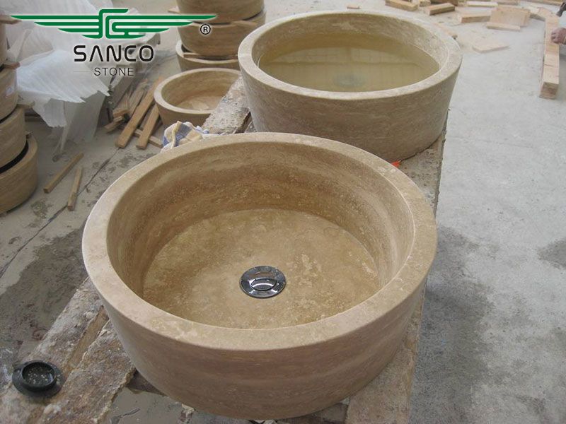 Cheap Travertine Sink Hotel Bathroom Vessel Sink